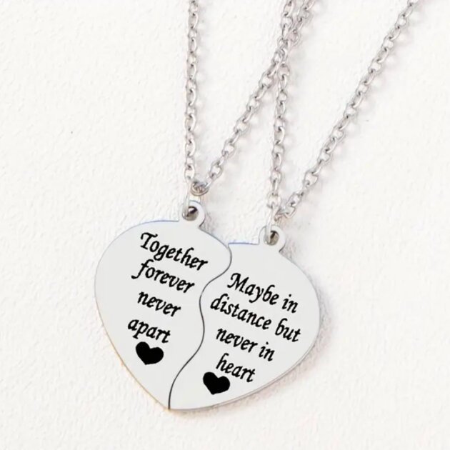 💞 Collier Couple en argent 925 “Together” – Puzzle Cœur 💞